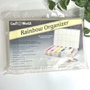Craft World Rainbow Organizer NEW 100 Bobbins for Thread Floss Craft Storage Box